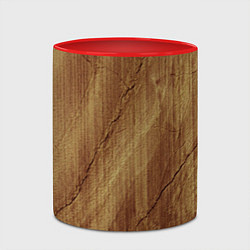 Кружка 3D Деревянная текстура, цвет: 3D-белый + красный — фото 2