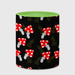 Кружка 3D Мухоморы на черном фоне, цвет: 3D-белый + светло-зеленый — фото 2
