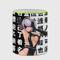 Кружка 3D 2b в шикарном платье - Nier automata, цвет: 3D-светло-зеленый кант — фото 2
