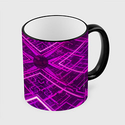 Кружка 3D Абстрактные геометрические фиолетовые объекты, цвет: 3D-черный кант