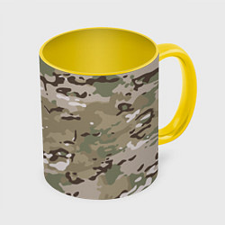 Кружка 3D Камуфляж Multicam, цвет: 3D-белый + желтый