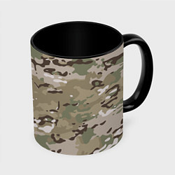 Кружка 3D Камуфляж Multicam, цвет: 3D-белый + черный