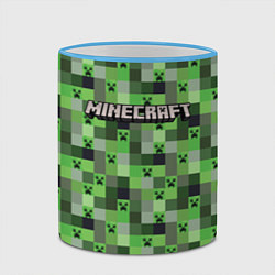 Кружка 3D Minecraft - пиксельные лица, цвет: 3D-небесно-голубой кант — фото 2