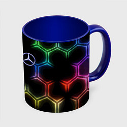 Кружка 3D Mercedes - neon pattern, цвет: 3D-белый + синий