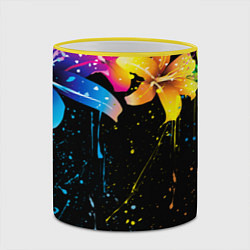 Кружка 3D Цветные лилии, цвет: 3D-желтый кант — фото 2