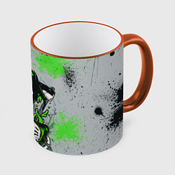 Кружка 3D Slipknot скелет green, цвет: 3D-оранжевый кант
