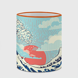 Кружка 3D Морской пейзаж с большими волнами на закате, цвет: 3D-оранжевый кант — фото 2