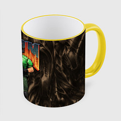 Кружка 3D DOS DOOM - Doomguy, цвет: 3D-желтый кант