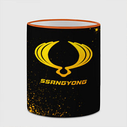 Кружка 3D SsangYong - gold gradient, цвет: 3D-оранжевый кант — фото 2
