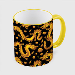 Кружка цветная Golden dragons