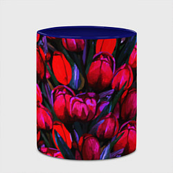 Кружка 3D Тюльпаны - поле красных цветов, цвет: 3D-белый + синий — фото 2