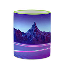 Кружка 3D Neon mountains - Vaporwave, цвет: 3D-светло-зеленый кант — фото 2