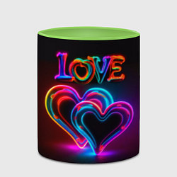 Кружка 3D Love - неоновые сердца, цвет: 3D-белый + светло-зеленый — фото 2