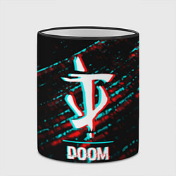 Кружка 3D Doom в стиле glitch и баги графики на темном фоне, цвет: 3D-черный кант — фото 2