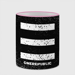 Кружка 3D OneRepublic с потертостями на темном фоне, цвет: 3D-розовый кант — фото 2