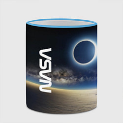 Кружка 3D Солнечное затмение в открытом космосе, цвет: 3D-небесно-голубой кант — фото 2