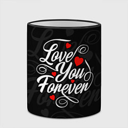 Кружка 3D Love you forever, hearts, patterns, цвет: 3D-черный кант — фото 2
