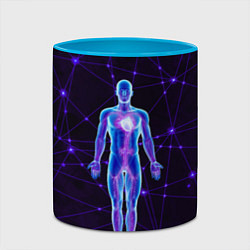 Кружка 3D Неоновый человек в нейросети, цвет: 3D-белый + небесно-голубой — фото 2