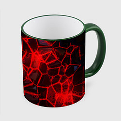 Кружка 3D Кристаллы в красных нитях, цвет: 3D-зеленый кант