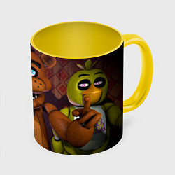 Кружка 3D Five Nights аt Frеddys, цвет: 3D-белый + желтый