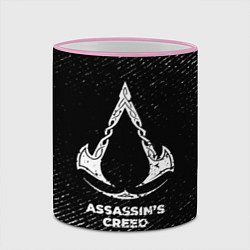 Кружка 3D Assassins Creed с потертостями на темном фоне, цвет: 3D-розовый кант — фото 2