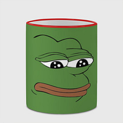 Кружка 3D Лягушонок Pepe грустит, цвет: 3D-красный кант — фото 2