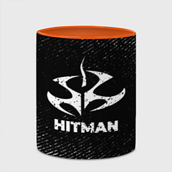 Кружка 3D Hitman с потертостями на темном фоне, цвет: 3D-белый + оранжевый — фото 2