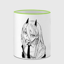 Кружка 3D Пауэр с язычком - Человек бензопила, цвет: 3D-светло-зеленый кант — фото 2