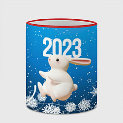 Кружка 3D Белый большой кролик, цвет: 3D-красный кант — фото 2