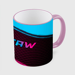 Кружка 3D FAW - neon gradient: надпись и символ, цвет: 3D-розовый кант
