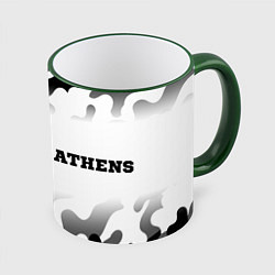 Кружка 3D AEK Athens sport на светлом фоне: надпись и символ, цвет: 3D-зеленый кант