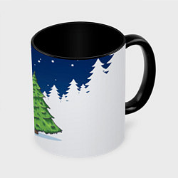 Кружка цветная Злой кролик и ёлка - 2023