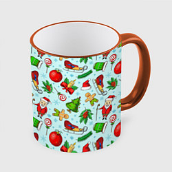 Кружка цветная Новогодний паттерн