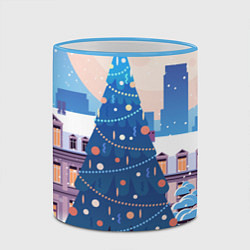 Кружка 3D Новогодняя елочка, цвет: 3D-небесно-голубой кант — фото 2