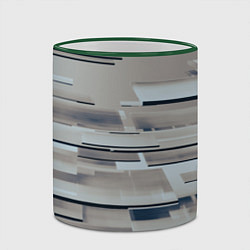 Кружка 3D Металлические пластины в абстракции, цвет: 3D-зеленый кант — фото 2