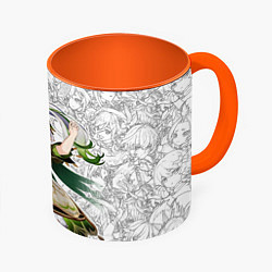 Кружка 3D Дэндро Архонт - Нахида, цвет: 3D-белый + оранжевый