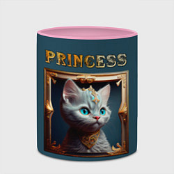 Кружка 3D Кошечка принцесса - картина в рамке, цвет: 3D-белый + розовый — фото 2