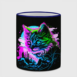 Кружка 3D Неоновый котёнок поп-арт, цвет: 3D-синий кант — фото 2