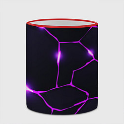 Кружка 3D Фиолетовые неоновые трещины, цвет: 3D-красный кант — фото 2