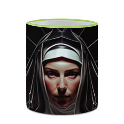 Кружка 3D Нейросеть: монахиня, цвет: 3D-светло-зеленый кант — фото 2