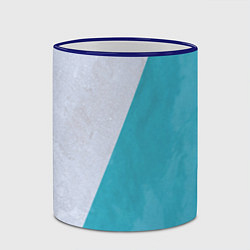 Кружка 3D Абстрактный паттерн из двух цветов - серый и светл, цвет: 3D-синий кант — фото 2