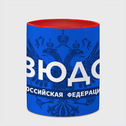 Кружка 3D Российская федерация дзюдо - на синем фоне, цвет: 3D-белый + красный — фото 2