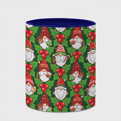 Кружка 3D Новогодние гномы - паттерн, цвет: 3D-белый + синий — фото 2