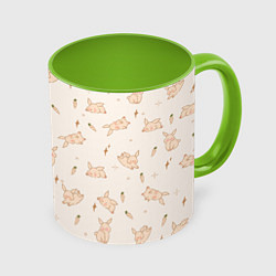 Кружка цветная Милый кролик паттерн