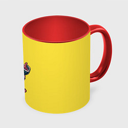Кружка 3D Бакуго Кацуки - желтый фон, цвет: 3D-белый + красный
