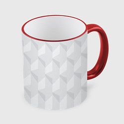 Кружка 3D Абстрактная серая геометрическая текстура, цвет: 3D-красный кант
