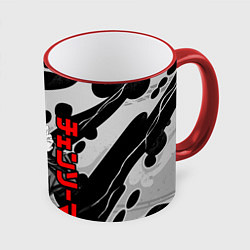 Кружка 3D Человек бензопила: Пауэр органика, цвет: 3D-красный кант