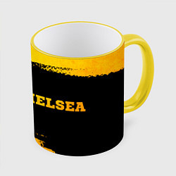 Кружка 3D Chelsea - gold gradient: надпись и символ, цвет: 3D-желтый кант