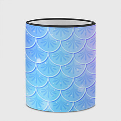 Кружка 3D Голубая чешуя русалки - паттерн, цвет: 3D-черный кант — фото 2