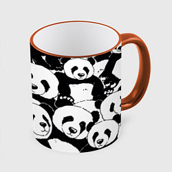 Кружка цветная С пандами паттерн